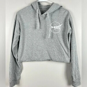 NASA Grey Cropped‎ Hoodie, Size Medium by Freeze, every day hoodie, soft gray